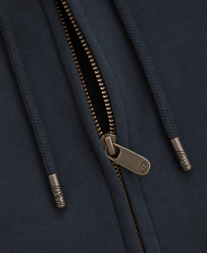 Woody Mens Zip Hoodie - Dark Blue