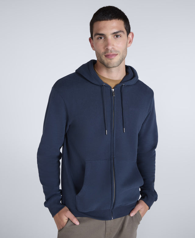 Woody Mens Zip Hoodie - Dark Blue