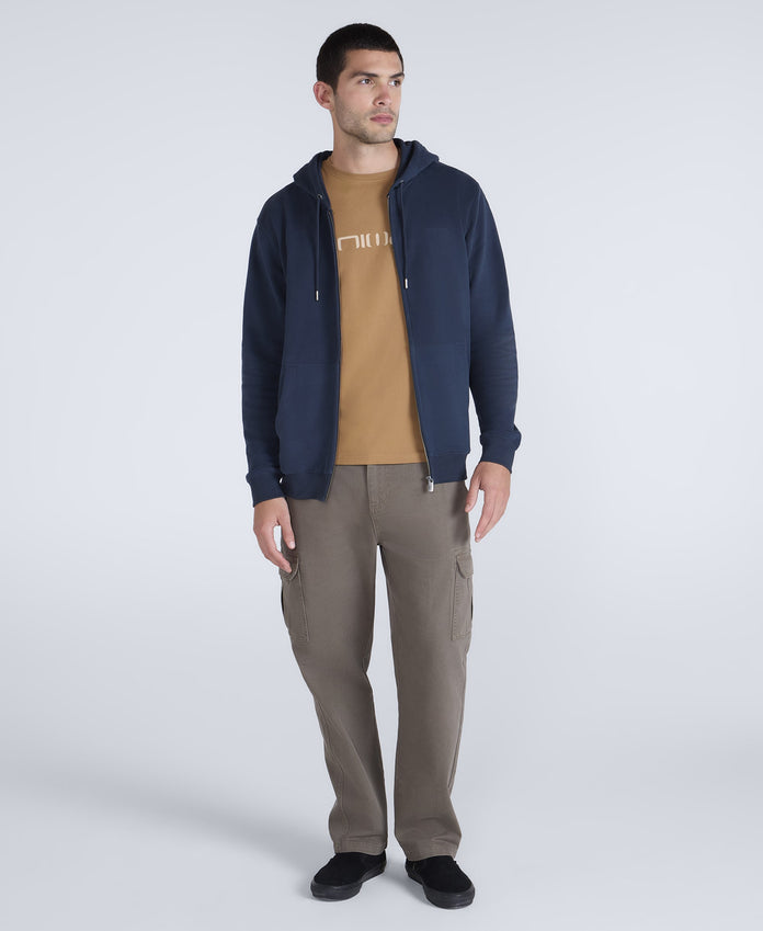 Woody Mens Zip Hoodie - Dark Blue