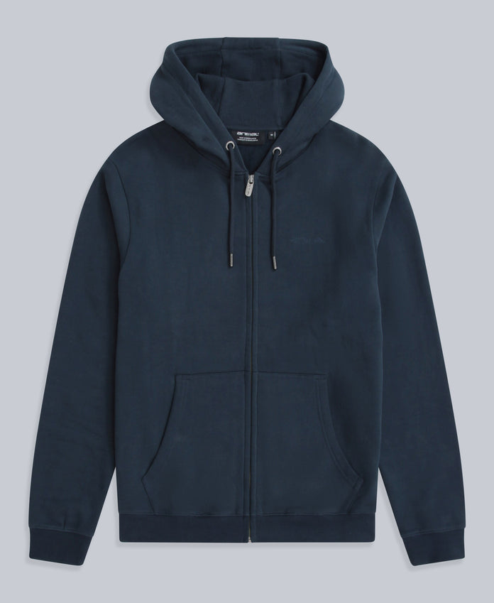 Woody Mens Zip Hoodie - Dark Blue