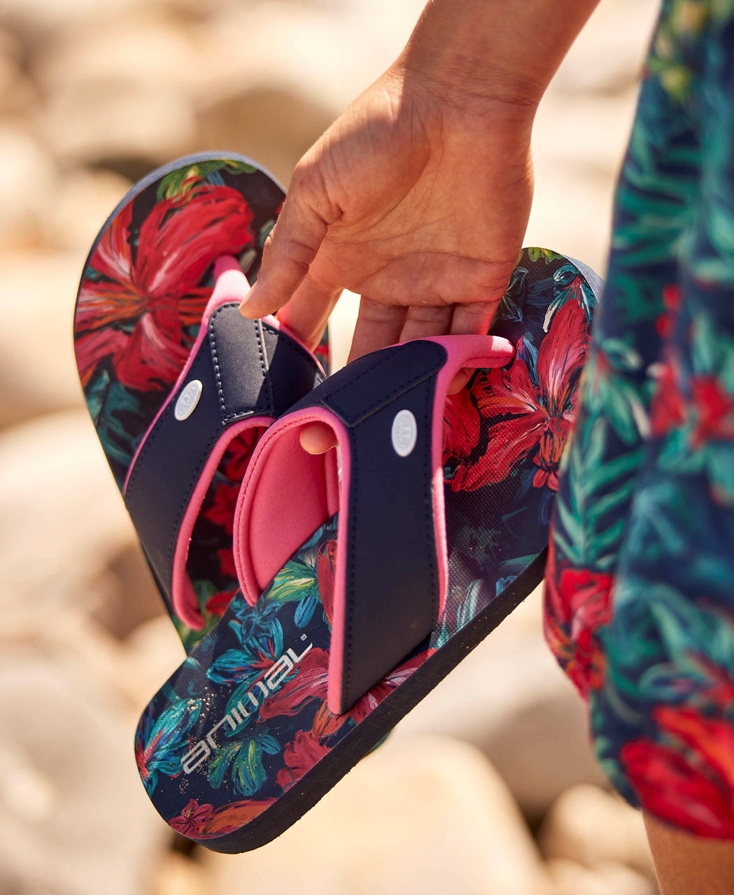 Swish Womens Recycled FlipFlops Dark Blue Animal