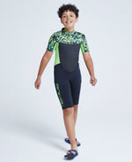 Waves Kids Printed Shorty Wetsuit - Green
