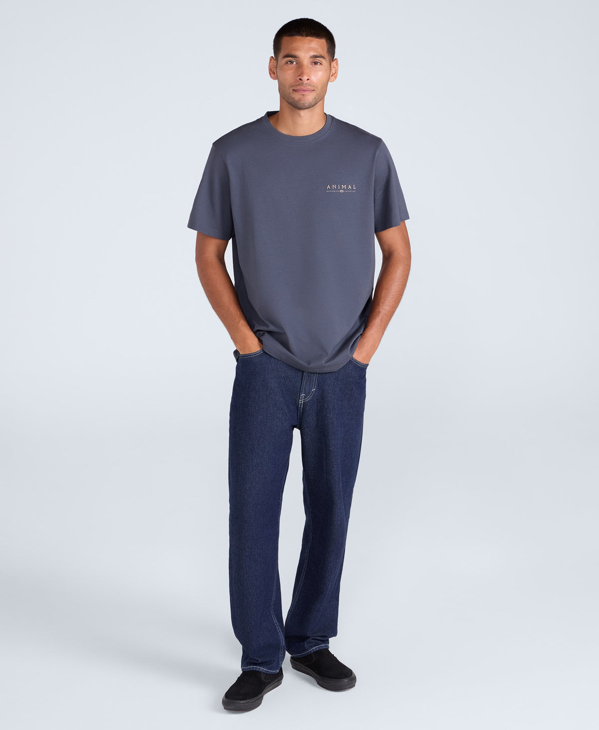 Chase Mens Plain Relaxed T-Shirt - Dark Grey