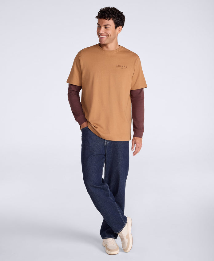Chase Mens Plain Relaxed T-Shirt - Tan