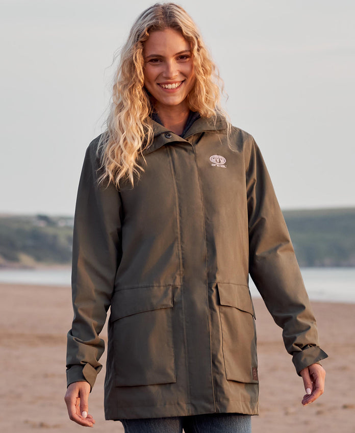 Margate Womens Recycled Waterproof Jacket - Khaki