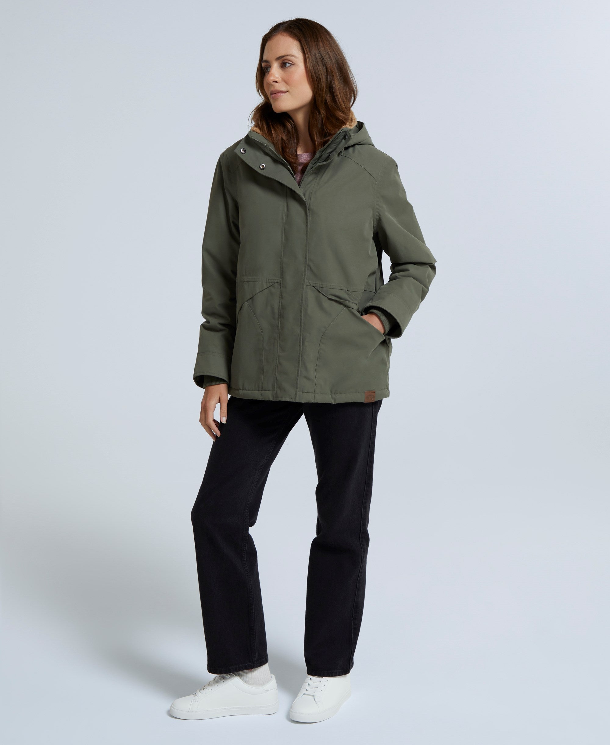 Tremayne Womens Borg Lined Waterproof Jacket - Khaki