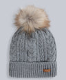 Becky Womens Sherpa Lined Pom Beanie - Grey