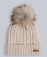 Becky Womens Sherpa Lined Pom Beanie - Light Beige