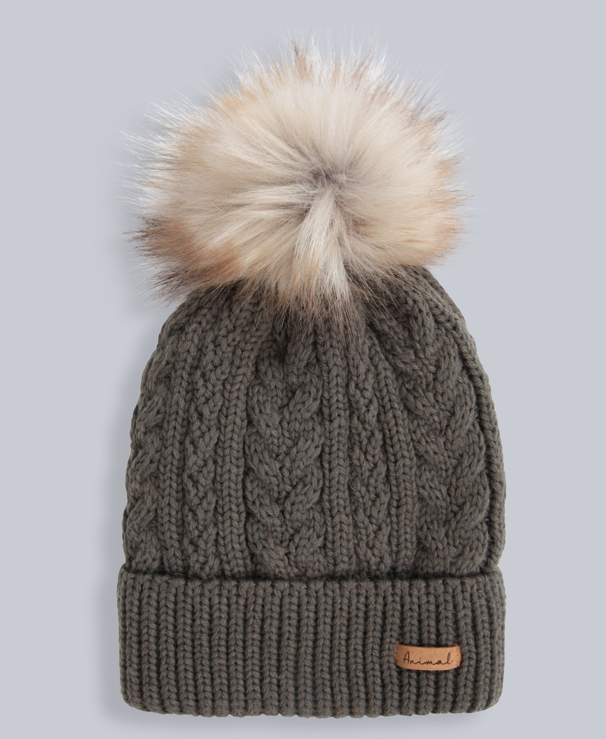 Becky Womens Sherpa Lined Pom Beanie - Light Khaki