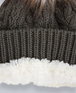 Becky Womens Sherpa Lined Pom Beanie - Light Khaki