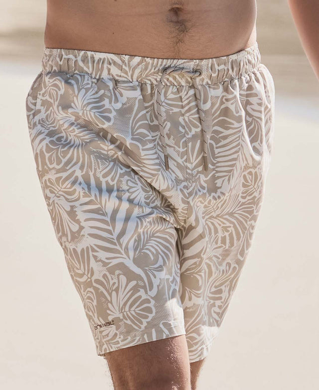 Deep Dive Mens Printed Boardshorts - Light Beige