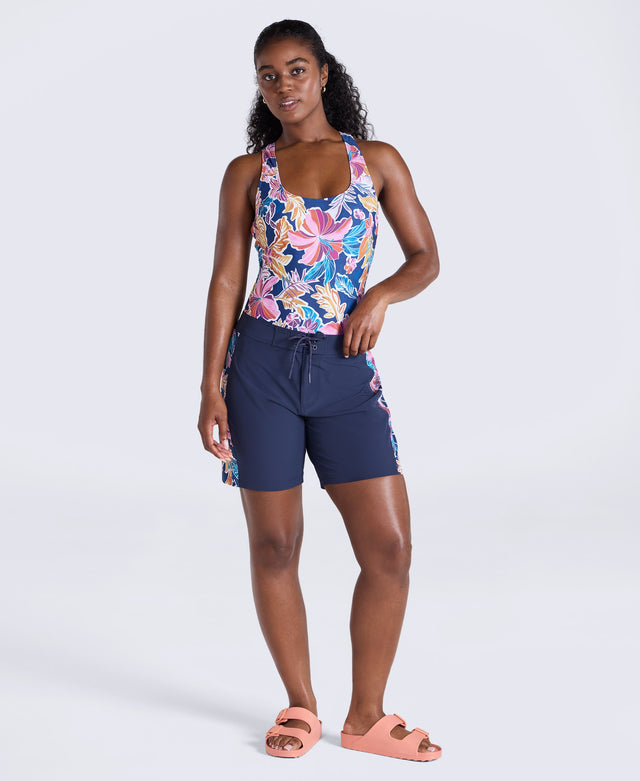 Lenora Womens Printed Boardshorts - Dark Blue