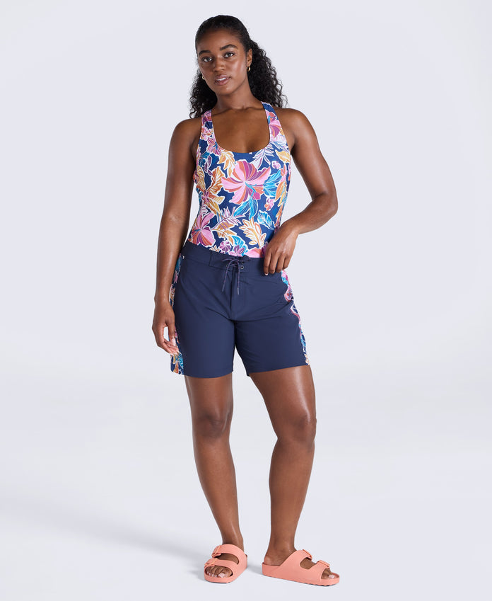 Lenora Womens Printed Boardshorts - Dark Blue