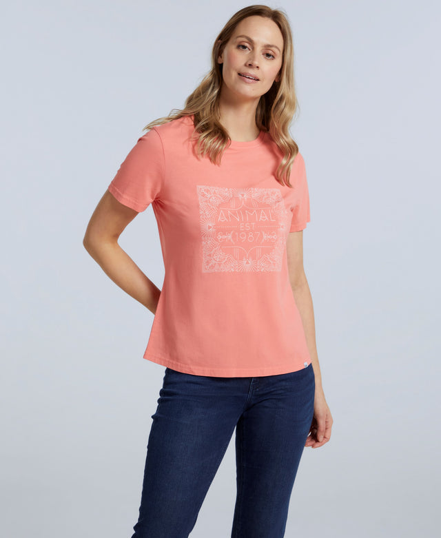 Carina Womens Organic Graphic T-Shirt - Coral