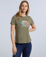Carina Womens Organic Graphic T-Shirt - Khaki