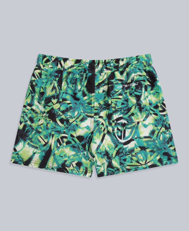 Jed Kids Recycled Printed Boardshorts - Bright Green