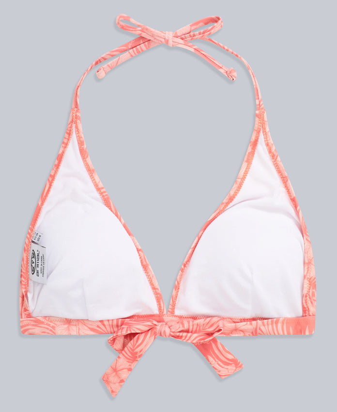 Iona Womens Halter Printed Bikini Top - Coral