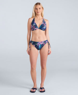 Iona Womens Halter Printed Bikini Top - Dark Blue