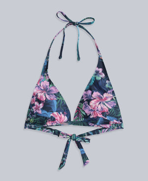 Iona Womens Halter Printed Bikini Top - Dark Blue