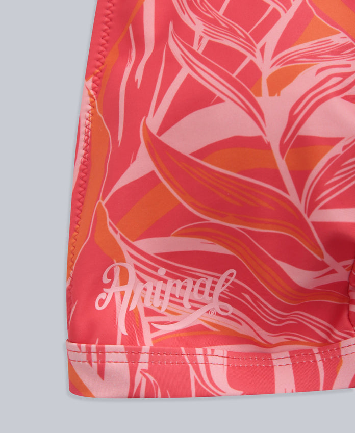 Iona Womens Halter Printed Bikini Top - Fiery Coral
