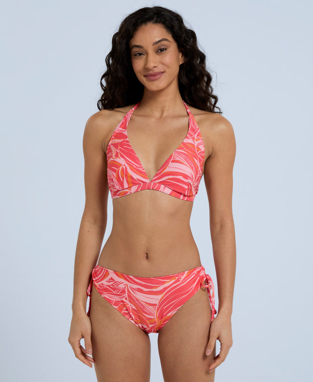 Iona Womens Halter Printed Bikini Top - Fiery Coral