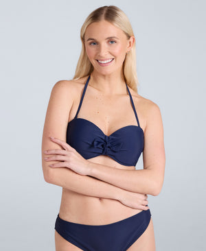 Docks Womens Printed Tie Front Bikini Top - Dark Blue