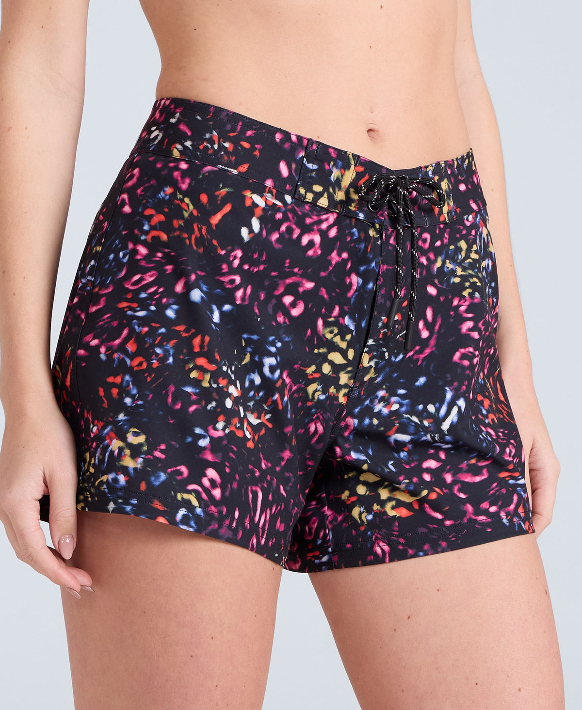 Aurora Womens Printed Mini Boardshort - Jet Black