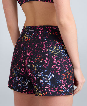 Aurora Womens Printed Mini Boardshort - Jet Black