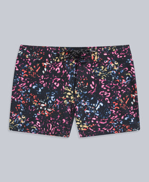 Aurora Womens Printed Mini Boardshort - Jet Black