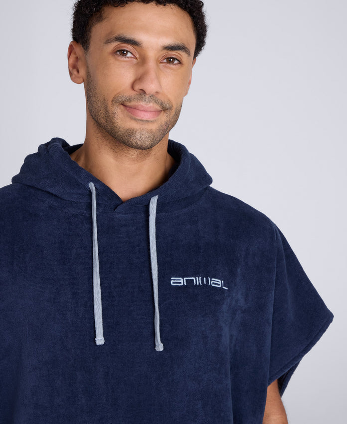 Jacob Mens Towelling Poncho - Dark Blue