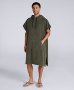 Jacob Mens Towelling Poncho - Khaki