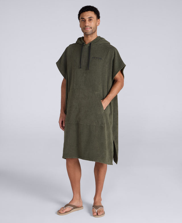 Jacob Mens Towelling Poncho - Khaki