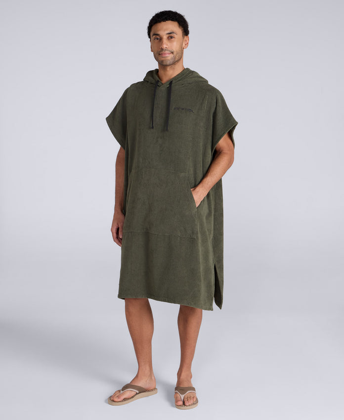 Jacob Mens Towelling Poncho - Khaki
