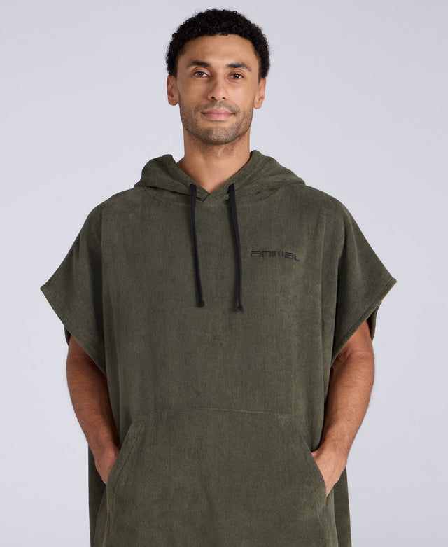 Jacob Mens Towelling Poncho - Khaki