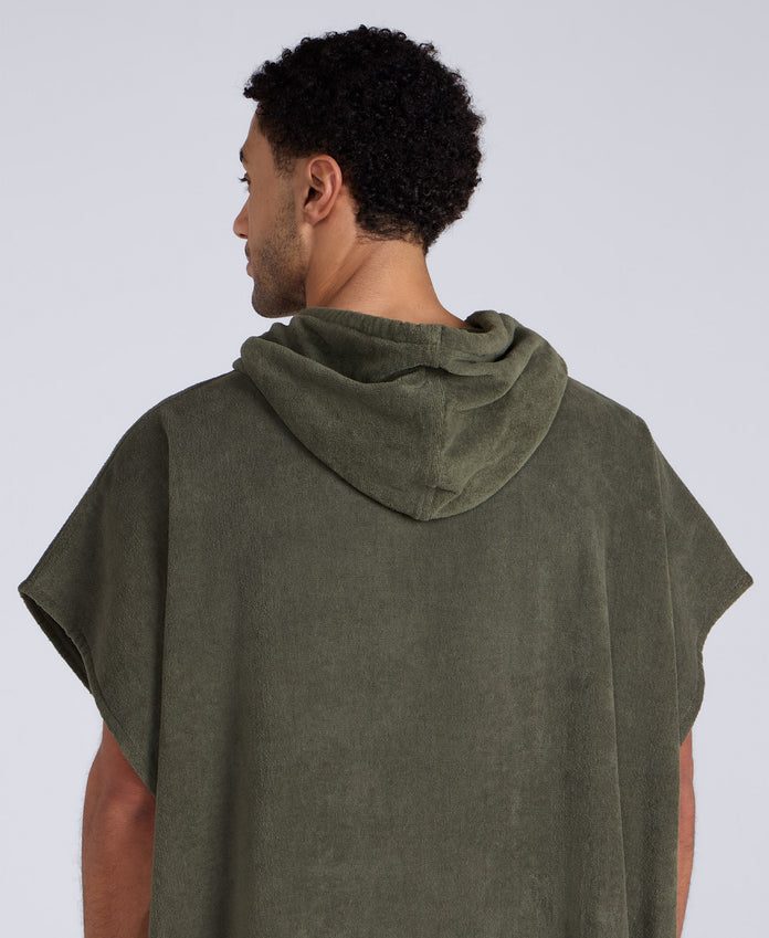Jacob Mens Towelling Poncho - Khaki