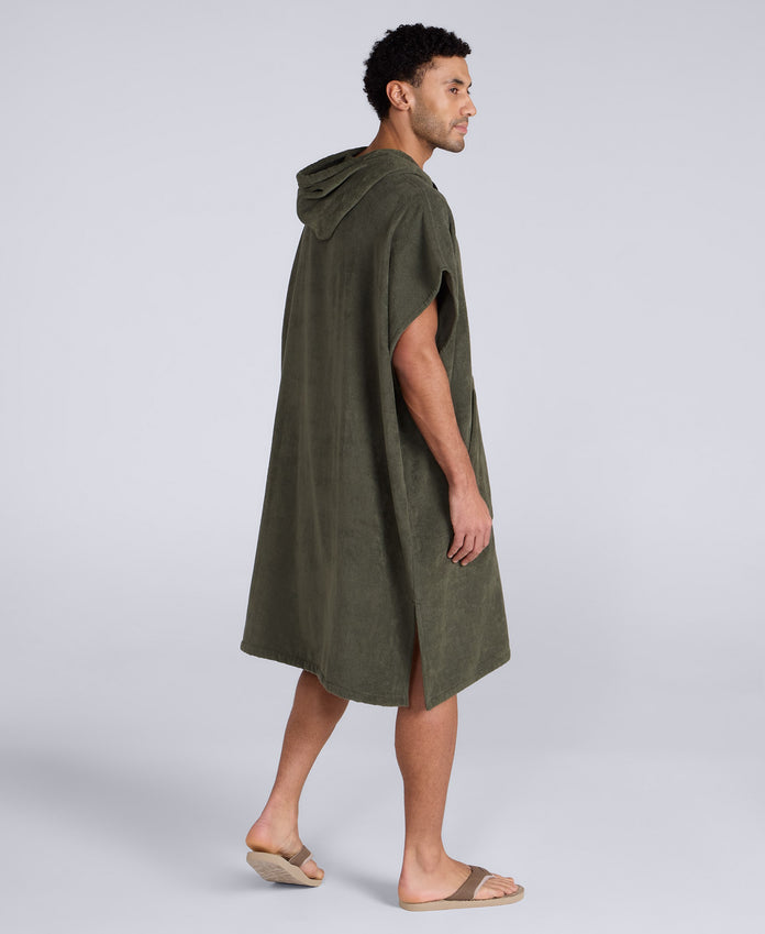 Jacob Mens Towelling Poncho - Khaki