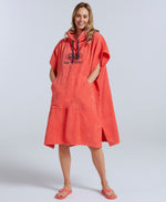 Anna Womens Organic Towelling Poncho - Coral