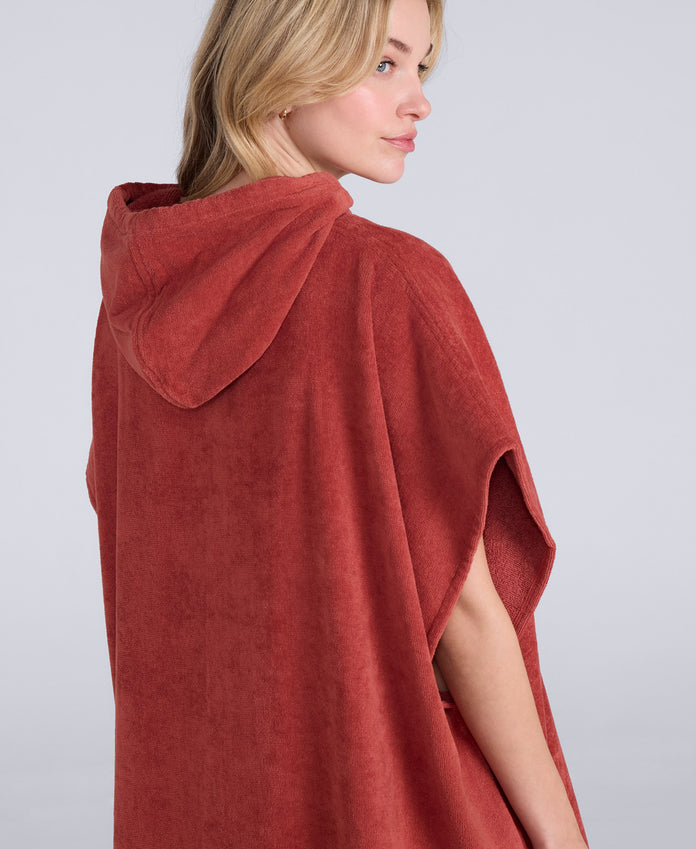 Anna Womens Towelling Poncho - Rust