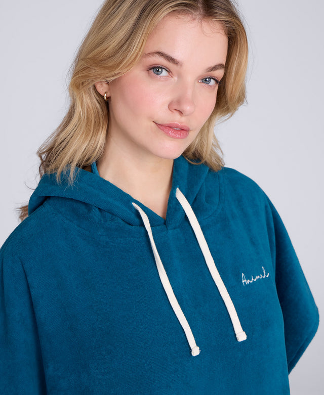 Anna Womens Towelling Poncho - Teal