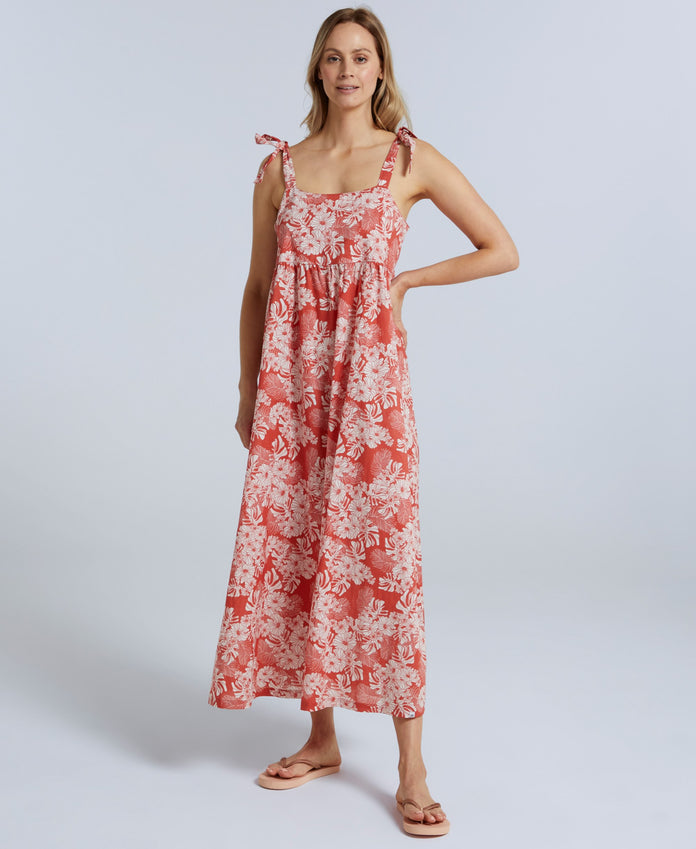 Annabel Organic Womens Maxi Dress - Red