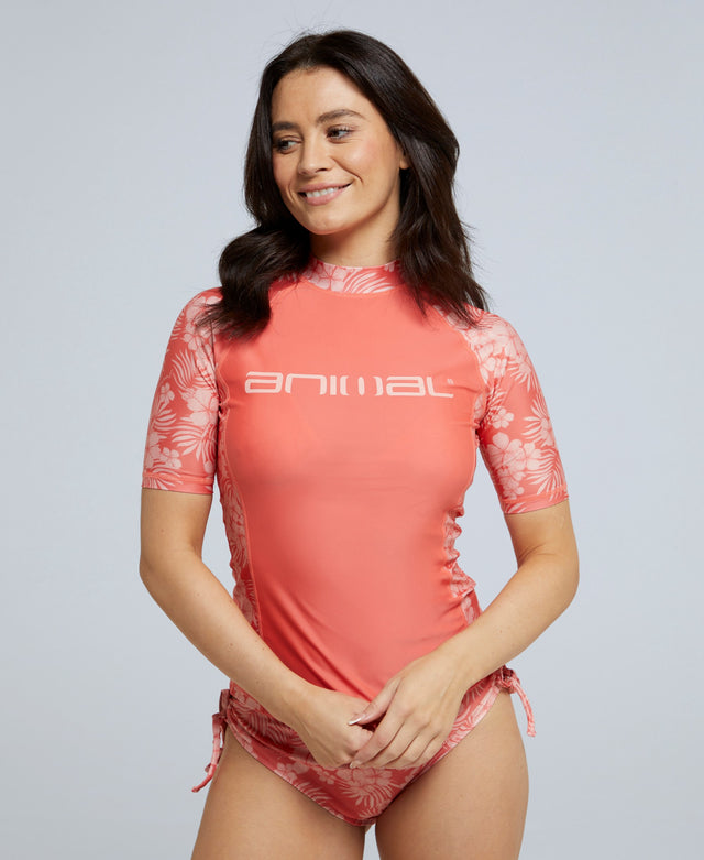 Lucie Womens Recycled Rash Vest - Coral