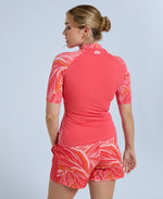 Lucie Womens Recycled Rash Vest - Fiery Coral