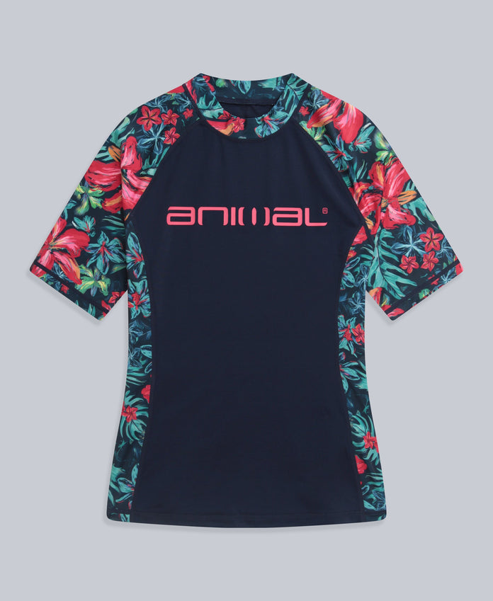 Arena Rash Guard Femme Manches Courtes Graphic – Protection UV UPF 40+, T-Shirt Anti-UV Natation Et Plage, Tissu Recyclé Séchage Rapide