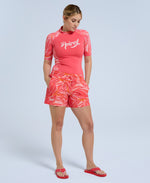 Freya Womens Printed Panel Boardshorts - Fiery Coral