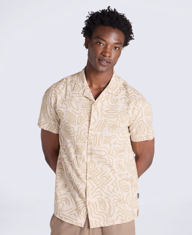 Will Mens Printed Shirt - Beige