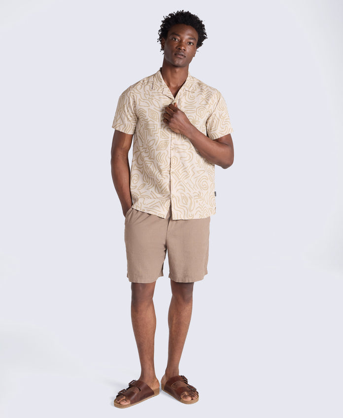 Will Mens Printed Shirt - Beige