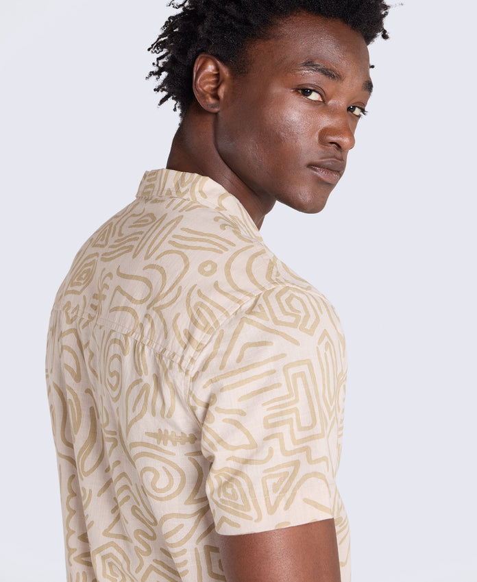 Will Mens Printed Shirt - Beige