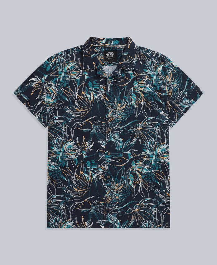 Will Mens Organic Printed Shirt - Navy
