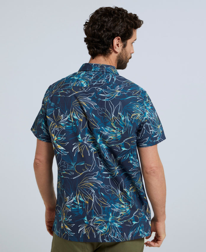 Will Mens Organic Printed Shirt - Navy