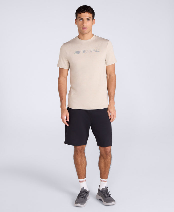 Latero Mens Logo Swim Tee - Beige
